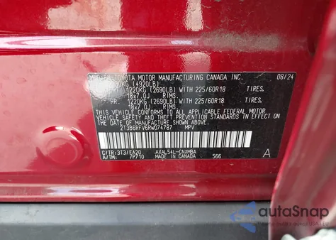 2024 Toyota Rav4 Hybrid Xle Premium из США, поврежденный, VIN 2T3B6RFV6RW074787